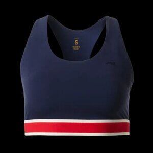 Tracksmith Women's Run Bra size Medium Navy Red Stripe Sports Bra Running